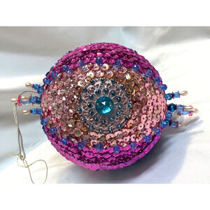 X-LARGE Push Pin Sequins Jewels Handmade Christmas Ornament